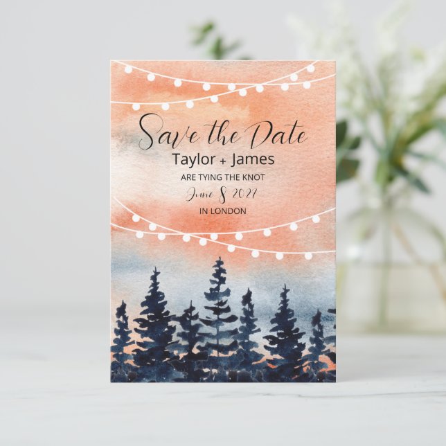 Tarjeta de Guardar la Fecha de Puesta de Sol y Bos (Anverso de pie)