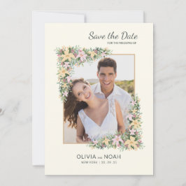 Tarjeta de guardar la fecha de romance floral con