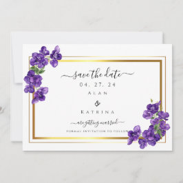 Tarjeta de Guardar la Fecha de Violetas Moradas In
