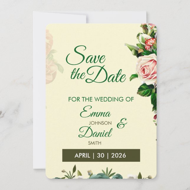 Tarjeta de Guardar la Fecha del Jardín Romántico (Anverso)