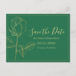Tarjeta de Guardar la Fecha Emerald Verde Floral p