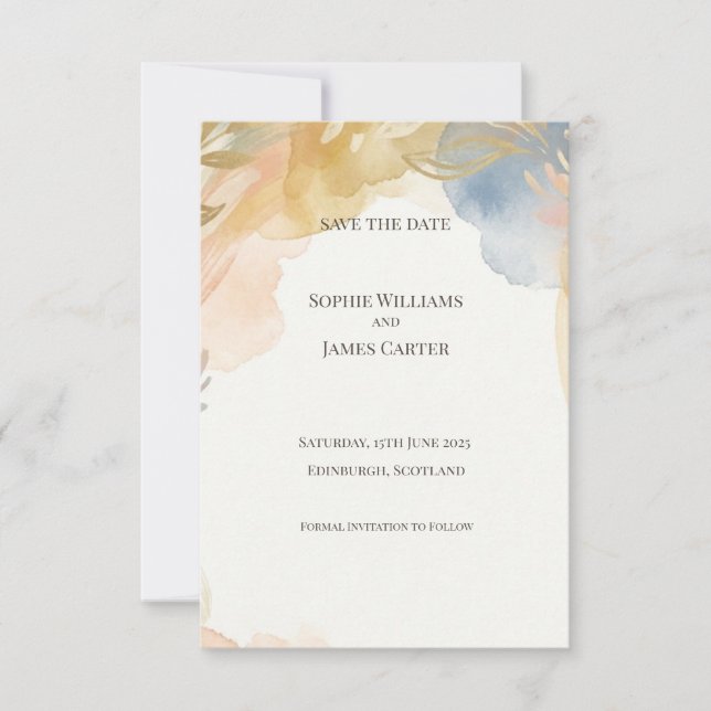 Tarjeta de Guardar la Fecha Floral Blush Sage (Anverso)