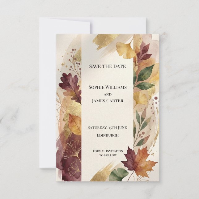 Tarjeta de Guardar la Fecha Floral de Otoño Rústic (Anverso)