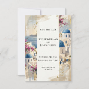 Tarjeta de guardar la fecha floral de Santorini ro