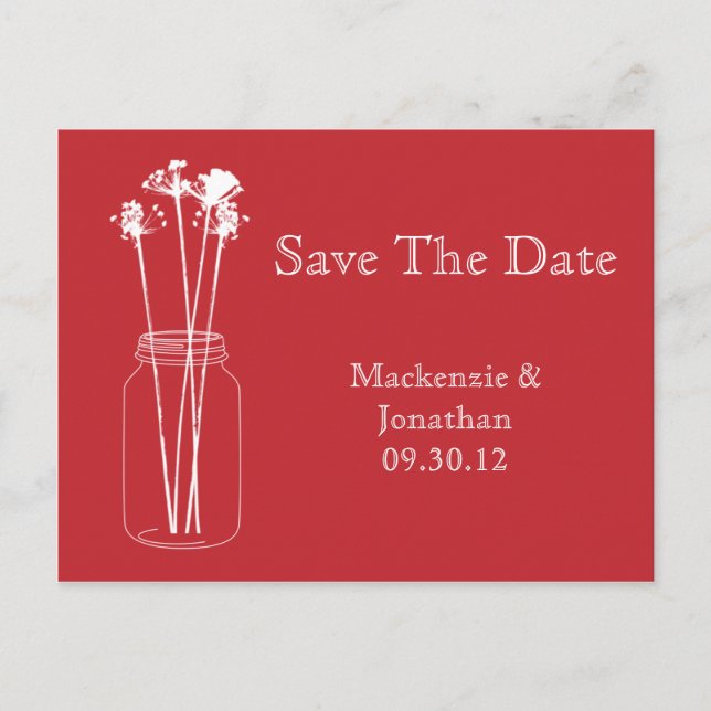 Tarjeta de Guardar la Fecha Floral en Frasco de Ma (Anverso)