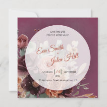 Tarjeta de Guardar la Fecha Floral Otoñal Malhumor
