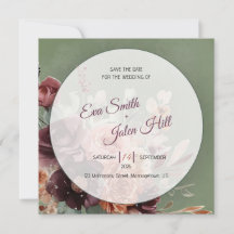 Tarjeta de Guardar la Fecha Floral Otoñal Malhumor