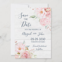 Tarjeta de Guardar la Fecha Floral Rosa Rústica de
