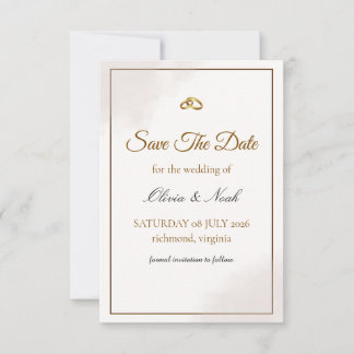 Tarjeta de Guardar la Fecha Minimalista de Oro Ele