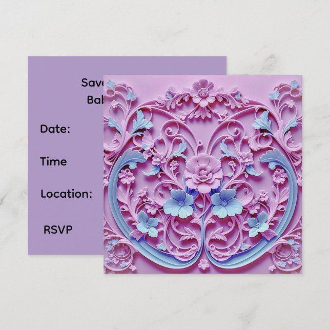 Tarjeta de Guardar la Fecha para Baby Shower (Anverso / Reverso)