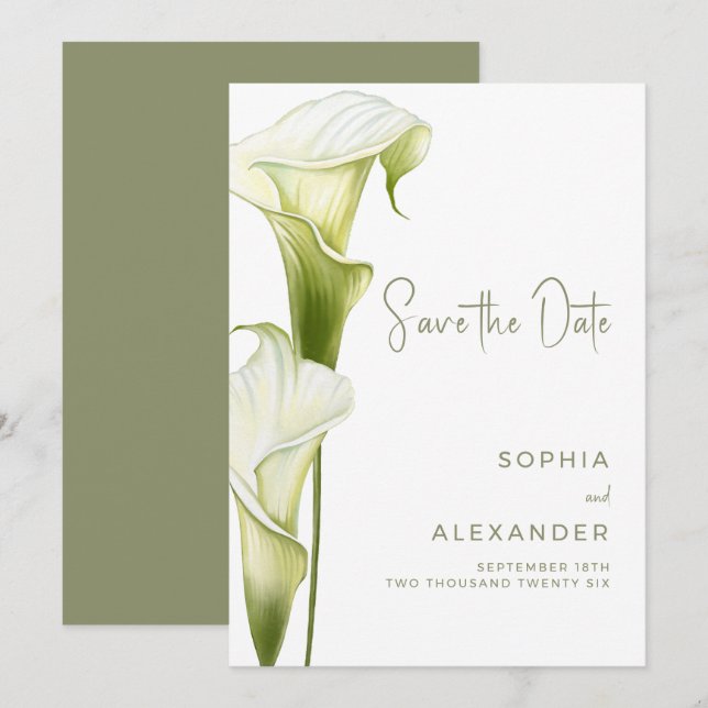 Tarjeta de guardar la fecha para una boda moderna. (Anverso / Reverso)