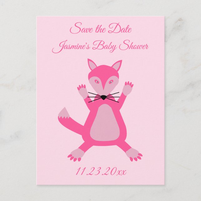 Tarjeta de Guardar la Fecha Personalizada de Zorra (Anverso)