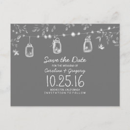 tarjeta de guardar la fecha rústica con luciérnaga