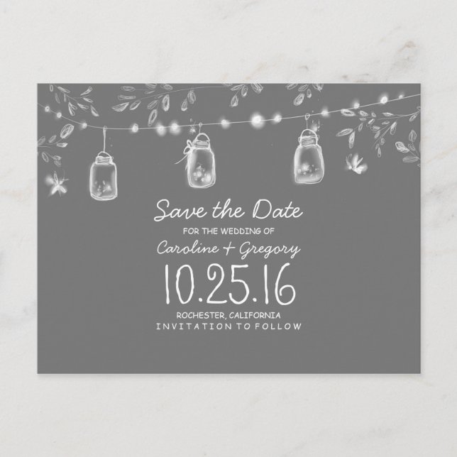 tarjeta de guardar la fecha rústica con luciérnaga (Anverso)