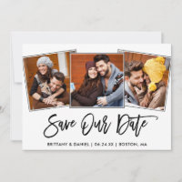 Tarjeta de guardar nuestra fecha con 3 fotos con l