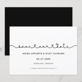 Tarjeta de guardar nuestra fecha con fuente de cor