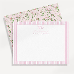 Tarjeta de guardería para bebés con Rosa floral y 