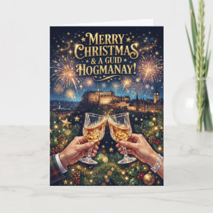 Tarjeta de Guid Hogmanay de Navidad en Edimburgo