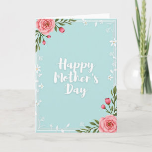 Tarjeta de guión acuamarina floral