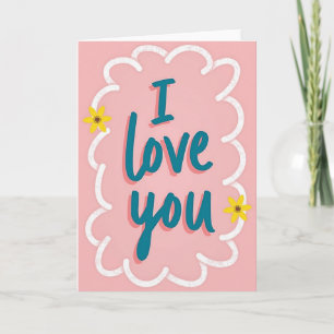 Tarjeta de guión azul verdoso 'Te amo'