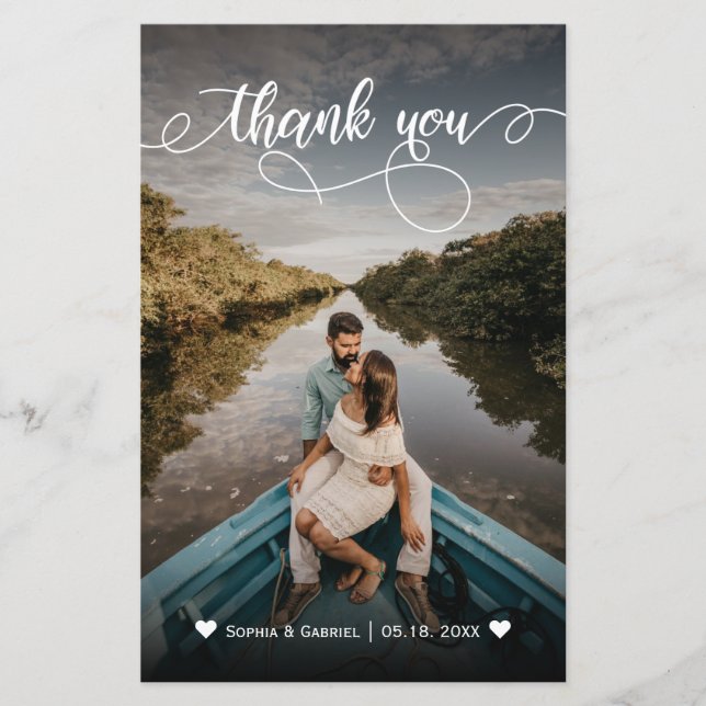 Tarjeta de guión de agradecimiento a la boda elega (Anverso)