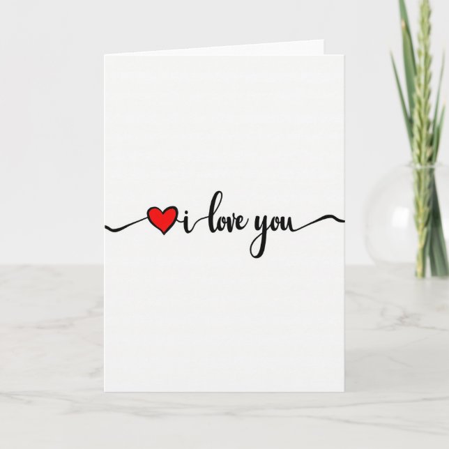 Tarjeta de guión de corazón rojo que amo (Anverso)