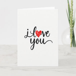 Tarjeta de guión de corazón Te amo rojo