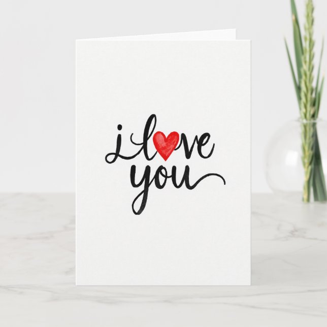 Tarjeta de guión de corazón Te amo rojo (Anverso)