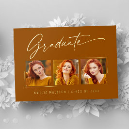 Tarjeta de guión de tinta elegante quemada naranja