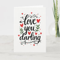 Tarjeta de guión moderno amor cariño