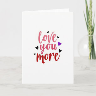 Tarjeta de guión suave corazones te amo más