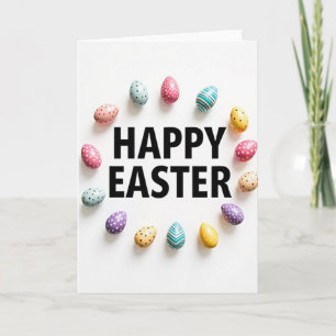 Tarjeta de guirnalda de huevo de Pascua feliz