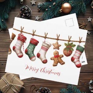 Tarjeta de guirnalda de Navidad festiva y linda
