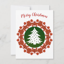 Tarjeta de guirnalda floral verde rojo merry Chris