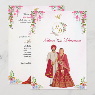 Tarjeta de Gurudwara de boda Sikh Punjabi Anand Ka