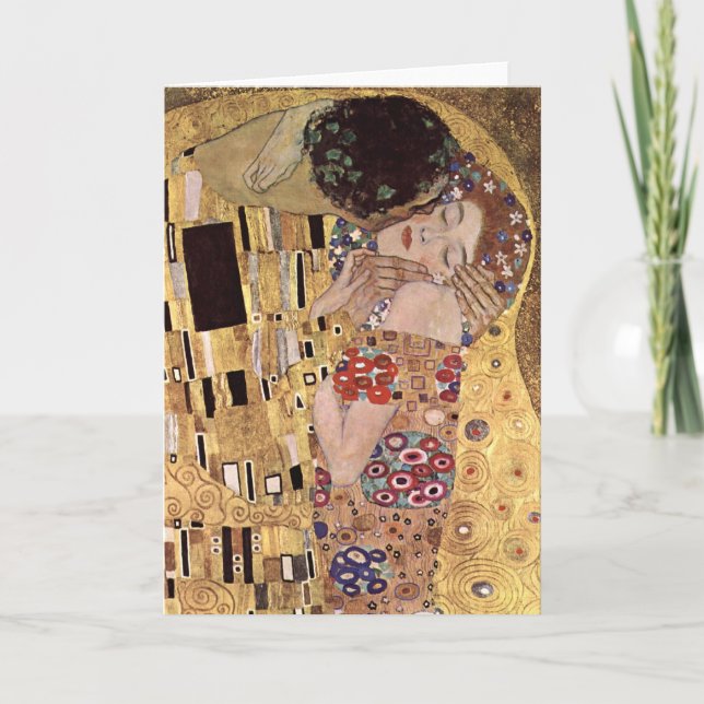 Tarjeta ~ de Gustavo Klimt el beso (Anverso)