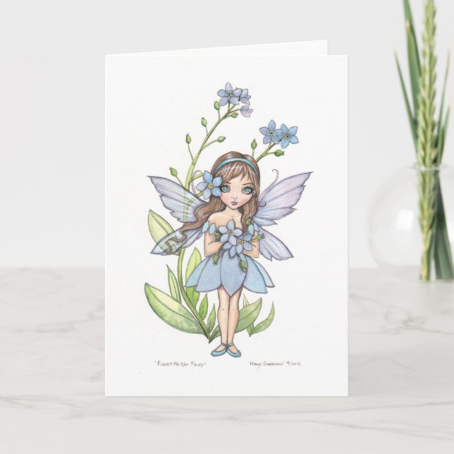 Tarjeta de hada de flor Olvídate de mí linda (Anverso)