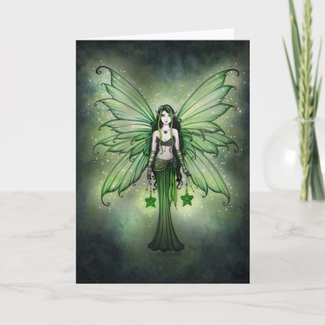 Tarjeta de hada de Navidad de la estrella esmerald (Anverso)