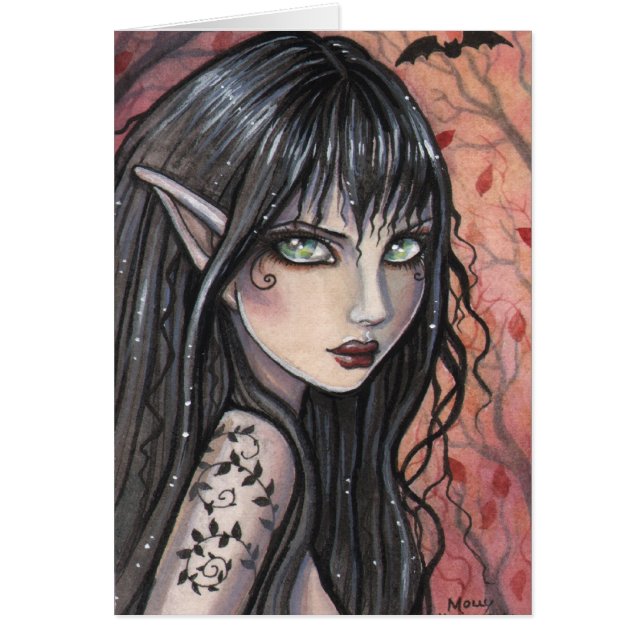 Tarjeta de Hada Imp de Otoño por Molly Harrison (Frente)