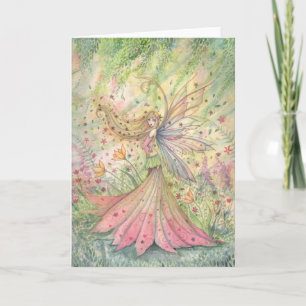Tarjeta de hadas de flores de verano