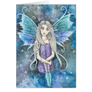 Tarjeta de hadas de galaxia azul de Molly Harrison