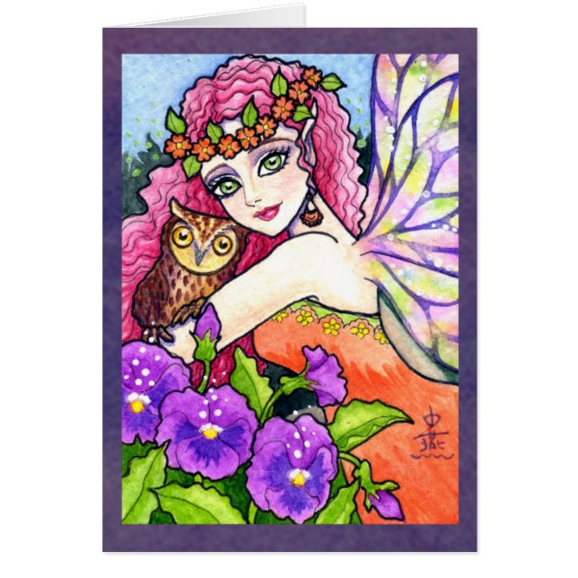 Tarjeta de hadas de la fantasía de la flor de (Frente)