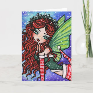 Tarjeta de hadas de la fantasía de la nieve de Fae
