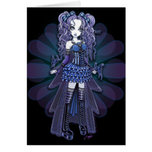 Tarjeta de hadas del arte de la mariposa púrpura