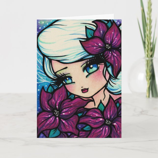 Tarjeta de hadas del arte del navidad del invierno (Anverso)