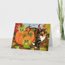 Tarjeta de hadas del arte del otoño de la caída de