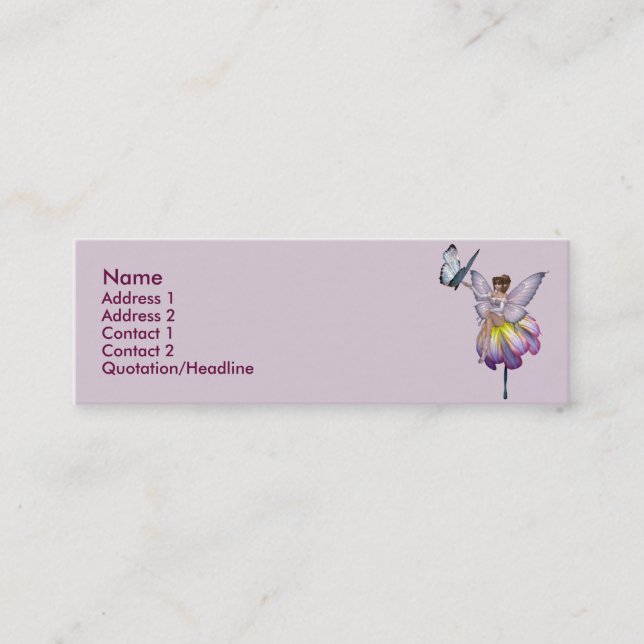 Tarjeta de hadas del perfil de la flor púrpura del (Anverso)