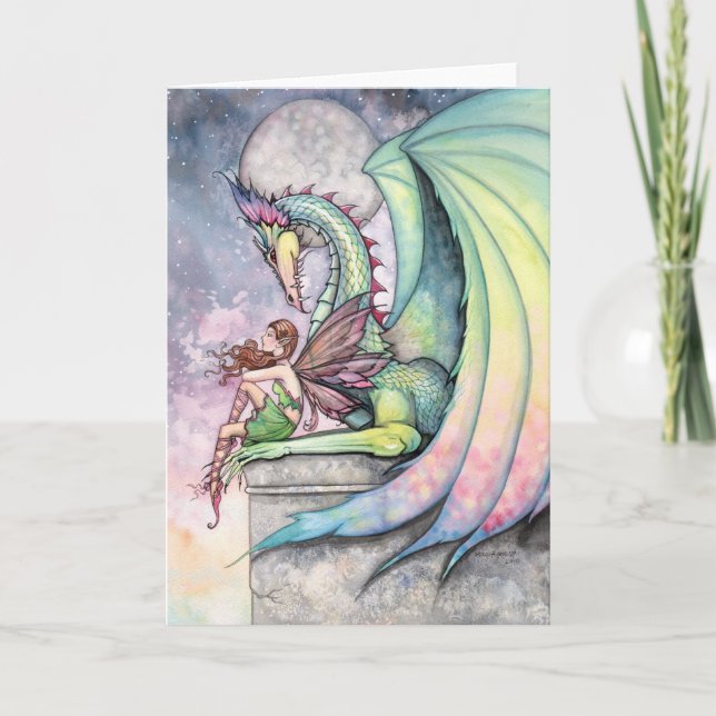 Tarjeta de hadas Dragon por Molly Harrison (Anverso)