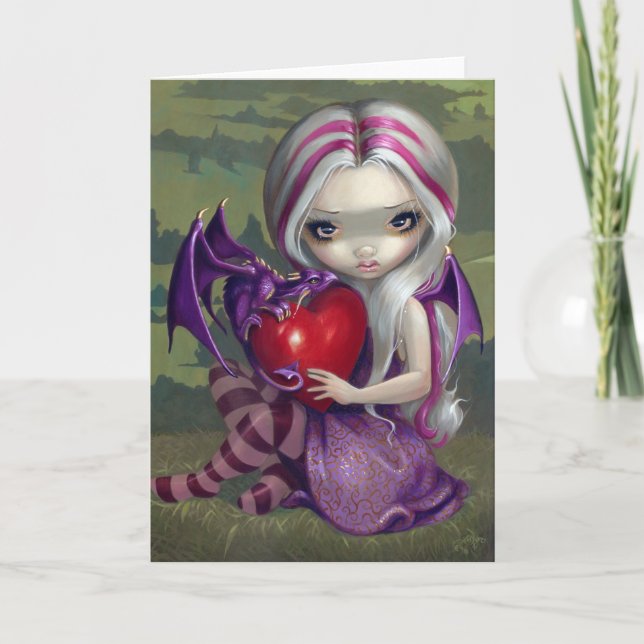 Tarjeta de hadas góticas Valentine Dragon (Anverso)