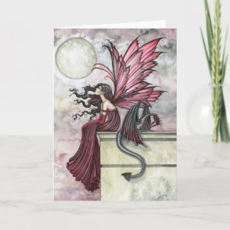 Tarjeta de hadas roja del dragón por Molly